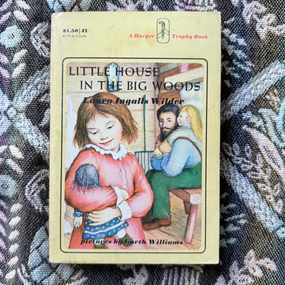 Harper Little House in the Big Woods Kids OS Yellow Good Vintage Paperback Book